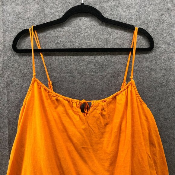 Urban Outiftters Ruffle Cami Top Womens M Orange Tunic Peplum Cotton Adjustable - Picture 3 of 9